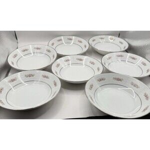 RC Petula Pink Floral Embossed Dessert Bowls 5.5” Set Of 7 Fine China